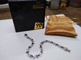 Vtg Disney 925 Sterling Mickey & Minnie Mouse Bracelet Black CZ 7.5 Inch w/Box!