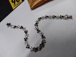 Vtg Disney 925 Sterling Mickey & Minnie Mouse Bracelet Black CZ 7.5 Inch w/Box!