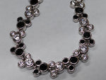 Vtg Disney 925 Sterling Mickey & Minnie Mouse Bracelet Black CZ 7.5 Inch w/Box!