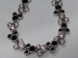 Vtg Disney 925 Sterling Mickey & Minnie Mouse Bracelet Black CZ 7.5 Inch w/Box!