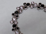 Vtg Disney 925 Sterling Mickey & Minnie Mouse Bracelet Black CZ 7.5 Inch w/Box!