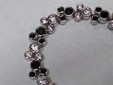 Vtg Disney 925 Sterling Mickey & Minnie Mouse Bracelet Black CZ 7.5 Inch w/Box!