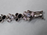 Vtg Disney 925 Sterling Mickey & Minnie Mouse Bracelet Black CZ 7.5 Inch w/Box!