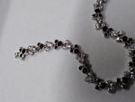 Vtg Disney 925 Sterling Mickey & Minnie Mouse Bracelet Black CZ 7.5 Inch w/Box!