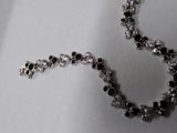 Vtg Disney 925 Sterling Mickey & Minnie Mouse Bracelet Black CZ 7.5 Inch w/Box!