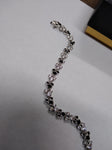 Vtg Disney 925 Sterling Mickey & Minnie Mouse Bracelet Black CZ 7.5 Inch w/Box!