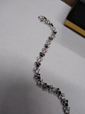 Vtg Disney 925 Sterling Mickey & Minnie Mouse Bracelet Black CZ 7.5 Inch w/Box!