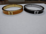 Vtg 2 Pc Talbots Black & Orange Cuff Bracelet Lot Spring & Magnetic Closure Mint