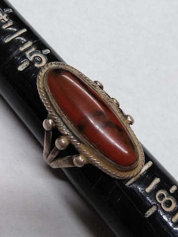 Vtg 925 Sterling Silver Southwest Style Jasper Stone Ring Size 6.5 Nice