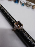 Vtg Gold Over 925 Sterling Silver Smokey Quartz CZ Stone Ring Size 6.25 Nice!