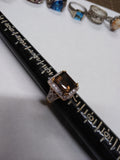 Vtg Gold Over 925 Sterling Silver Smokey Quartz CZ Stone Ring Size 6.25 Nice!