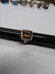 Vtg Gold Over 925 Sterling Silver Smokey Quartz CZ Stone Ring Size 6.25 Nice!