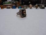 Vtg Gold Over 925 Sterling Silver Smokey Quartz CZ Stone Ring Size 6.25 Nice!