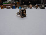 Vtg Gold Over 925 Sterling Silver Smokey Quartz CZ Stone Ring Size 6.25 Nice!