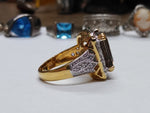 Vtg Gold Over 925 Sterling Silver Smokey Quartz CZ Stone Ring Size 6.25 Nice!