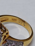 Vtg Gold Over 925 Sterling Silver Smokey Quartz CZ Stone Ring Size 6.25 Nice!