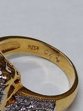 Vtg Gold Over 925 Sterling Silver Smokey Quartz CZ Stone Ring Size 6.25 Nice!