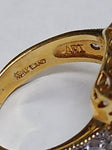 Vtg Gold Over 925 Sterling Silver Smokey Quartz CZ Stone Ring Size 6.25 Nice!