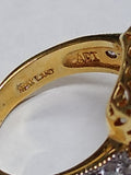 Vtg Gold Over 925 Sterling Silver Smokey Quartz CZ Stone Ring Size 6.25 Nice!