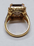 Vtg Gold Over 925 Sterling Silver Smokey Quartz CZ Stone Ring Size 6.25 Nice!