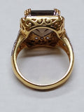 Vtg Gold Over 925 Sterling Silver Smokey Quartz CZ Stone Ring Size 6.25 Nice!