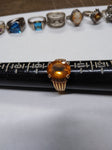 Vtg Gold Over 925 Sterling Silver Citrine Stone Ring Size 10 Very Nice!
