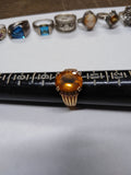Vtg Gold Over 925 Sterling Silver Citrine Stone Ring Size 10 Very Nice!