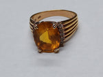 Vtg Gold Over 925 Sterling Silver Citrine Stone Ring Size 10 Very Nice!
