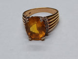 Vtg Gold Over 925 Sterling Silver Citrine Stone Ring Size 10 Very Nice!