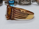 Vtg Gold Over 925 Sterling Silver Citrine Stone Ring Size 10 Very Nice!