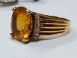 Vtg Gold Over 925 Sterling Silver Citrine Stone Ring Size 10 Very Nice!