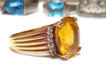 Vtg Gold Over 925 Sterling Silver Citrine Stone Ring Size 10 Very Nice!
