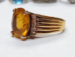 Vtg Gold Over 925 Sterling Silver Citrine Stone Ring Size 10 Very Nice!