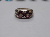 Vtg Michelle Albala 925 Sterling Silver Garnet Cluster Stone Ring Size 10 Nice!
