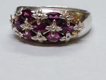 Vtg Michelle Albala 925 Sterling Silver Garnet Cluster Stone Ring Size 10 Nice!