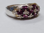 Vtg Michelle Albala 925 Sterling Silver Garnet Cluster Stone Ring Size 10 Nice!