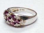 Vtg Michelle Albala 925 Sterling Silver Garnet Cluster Stone Ring Size 10 Nice!