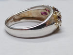 Vtg Michelle Albala 925 Sterling Silver Garnet Cluster Stone Ring Size 10 Nice!
