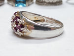 Vtg Michelle Albala 925 Sterling Silver Garnet Cluster Stone Ring Size 10 Nice!