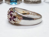 Vtg Michelle Albala 925 Sterling Silver Garnet Cluster Stone Ring Size 10 Nice!