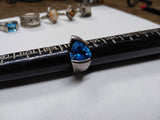 Vtg WV Modernist 925 Sterling Silver London Blue Topaz Stone Ring Size 7.5 Nice!