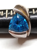 Vtg WV Modernist 925 Sterling Silver London Blue Topaz Stone Ring Size 7.5 Nice!