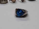 Vtg WV Modernist 925 Sterling Silver London Blue Topaz Stone Ring Size 7.5 Nice!