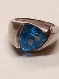 Vtg WV Modernist 925 Sterling Silver London Blue Topaz Stone Ring Size 7.5 Nice!