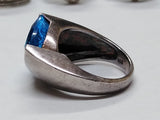 Vtg WV Modernist 925 Sterling Silver London Blue Topaz Stone Ring Size 7.5 Nice!