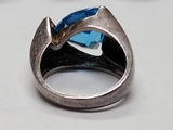 Vtg WV Modernist 925 Sterling Silver London Blue Topaz Stone Ring Size 7.5 Nice!