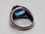 Vtg WV Modernist 925 Sterling Silver London Blue Topaz Stone Ring Size 7.5 Nice!