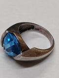 Vtg WV Modernist 925 Sterling Silver London Blue Topaz Stone Ring Size 7.5 Nice!