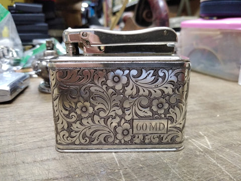 Vtg Ibelo Monopol 925 Sterling Table Lighter Scroll Design Germany Sparks Nice!!