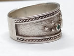 Vtg 925 Sterling Silver Claddagh Ring w/2 Emeralds Size 8.75-9 Made In Ireland!